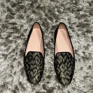 J. Crew Black Metallic Leopard Loafer size 6